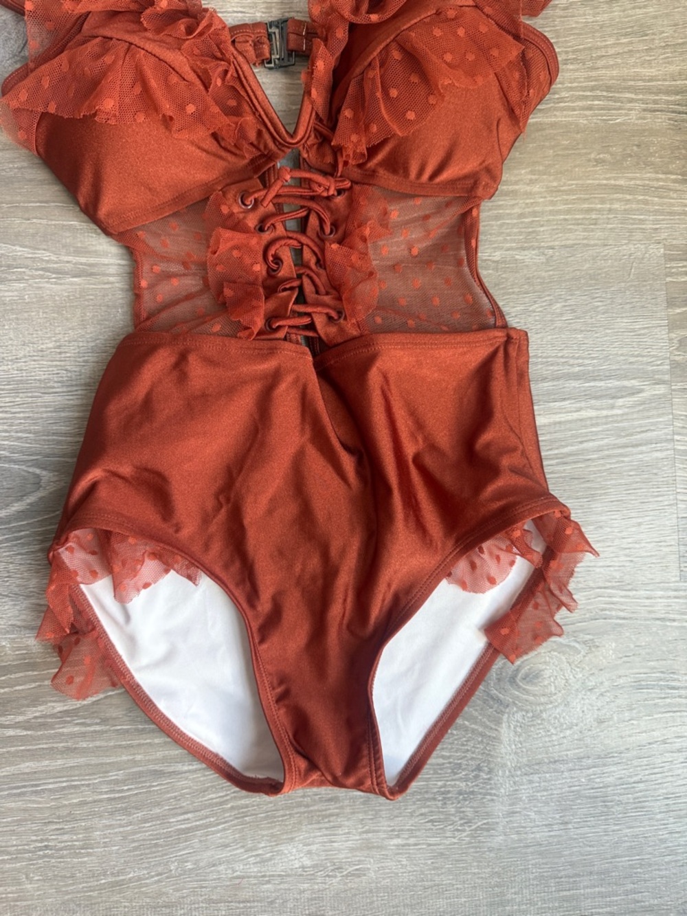 ZIMMERMANN CORSAIR CORSET RUFFLE One-Piece Swimsuit vintage rose Large - Picture 8 of 10